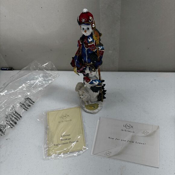 Vintage Lenox 2004 Winter's Catch Pencil Snowman Christmas 12" Tall 3.5" Base - Picture 1 of 7
